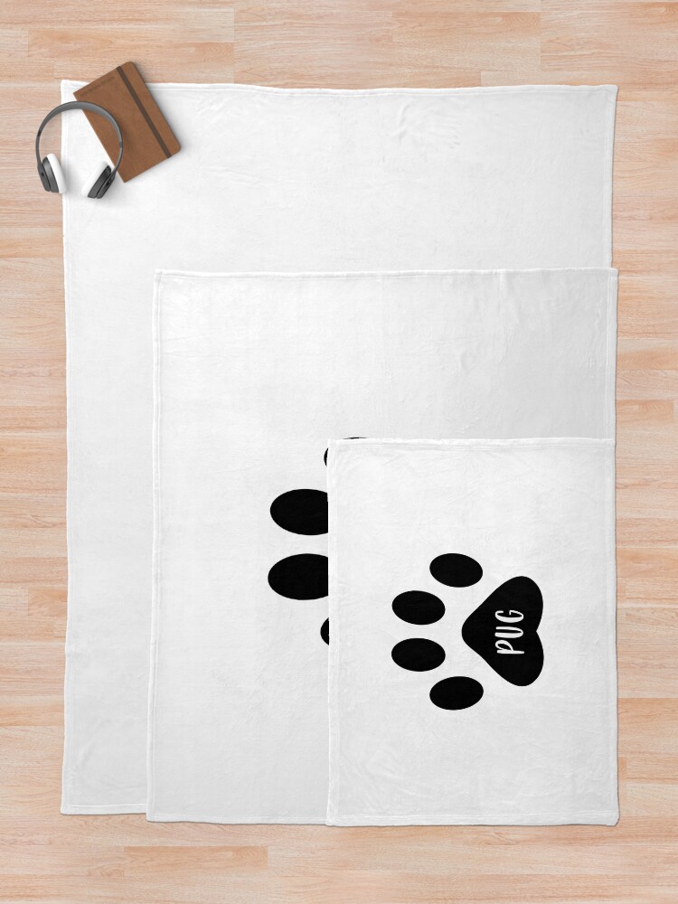 Alternate view of Pug Paw Print Seal Throw Blanket