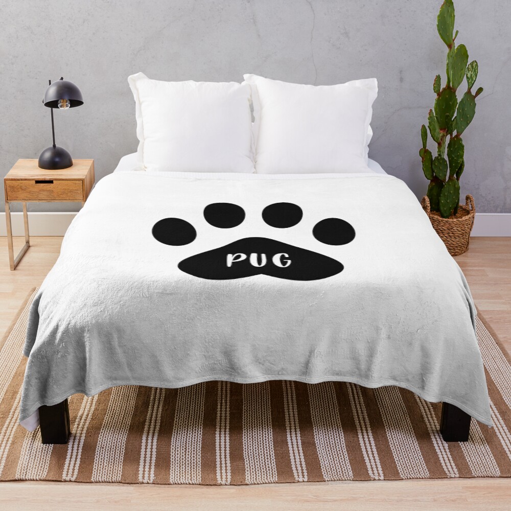 Pug Paw Print Seal Throw Blanket