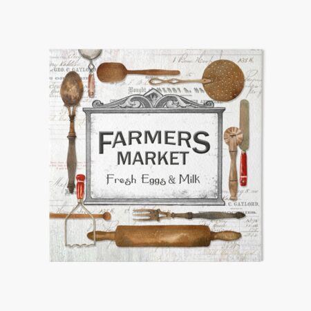 Farmhouse Kitchen Utensils Art Board Print for Sale by Lynnea Washburn