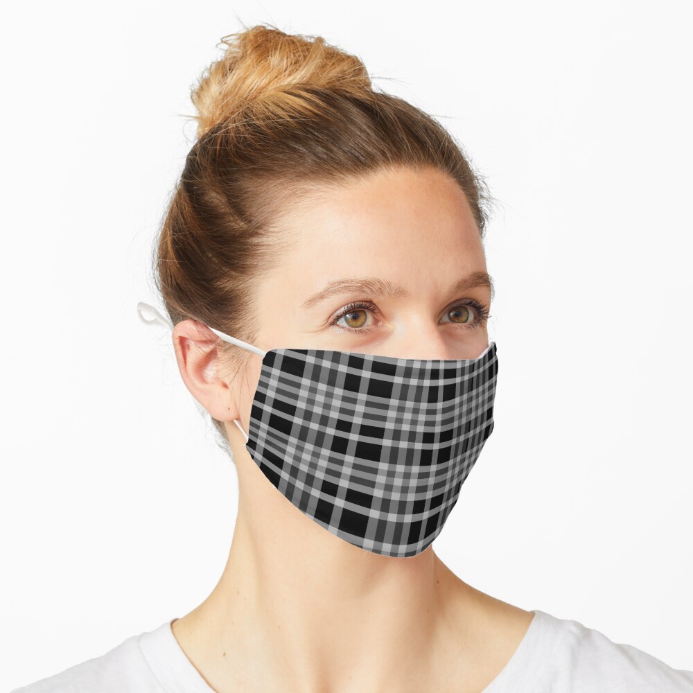 black and white plaid mask