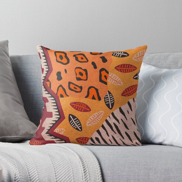 Geometric African Tribal Pattern Throw Pillow