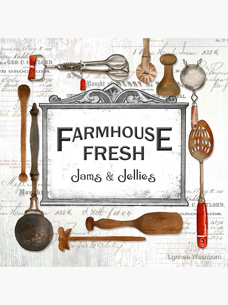 Farmhouse Kitchen Utensils Art Board Print for Sale by Lynnea Washburn