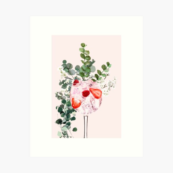 Item preview, Pink Gin Glass Artwork designed and sold by Naomillustrates.