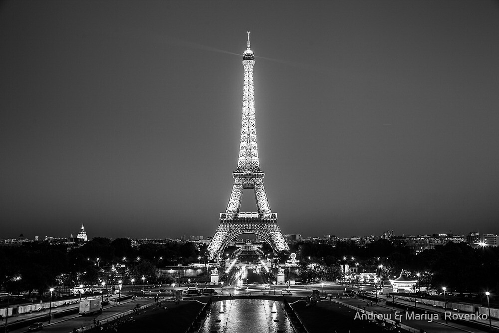  Eiffel  Tower  in Black  White  by Andrew Mariya Rovenko 