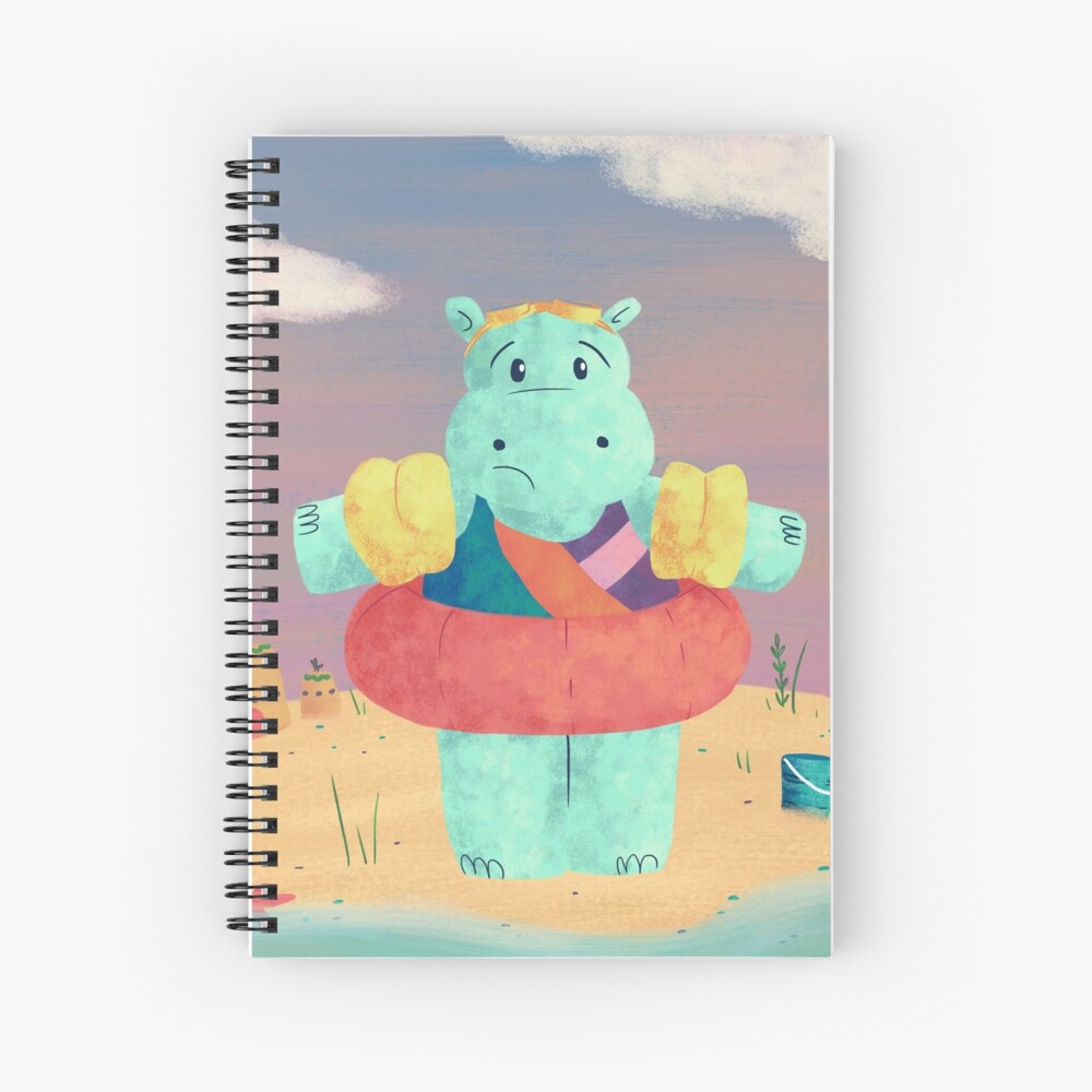 Nervous Beachy Hippo Spiral Notebook