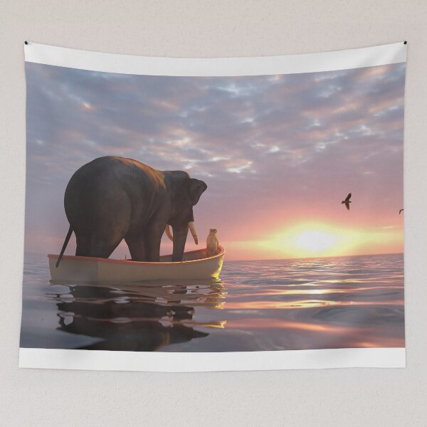 Item preview, elephant and dog sail in a boat at sea designed and sold by Mike Kiev art.
