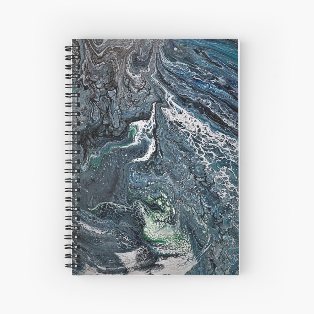 Acrylic Pour : Chaménos Okeanós Spiral Notebook