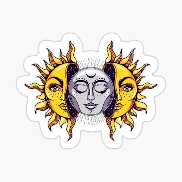 Sun And Moon Sticker For Sale By Bentonlynch Redbubble