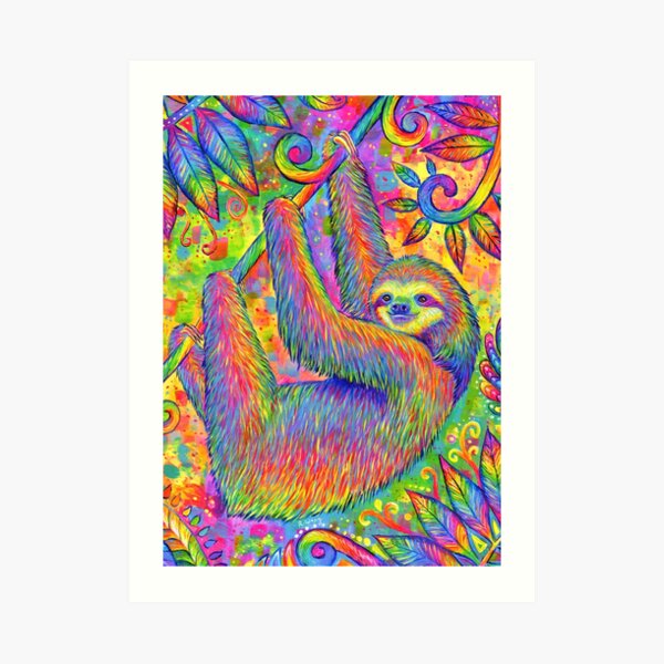 Hanging Around - Psychedelic Sloth Art Print