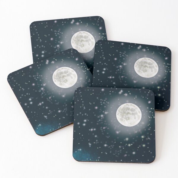 Item preview, Full moon, starry sky digital illustration  designed and sold by Bonheurem.