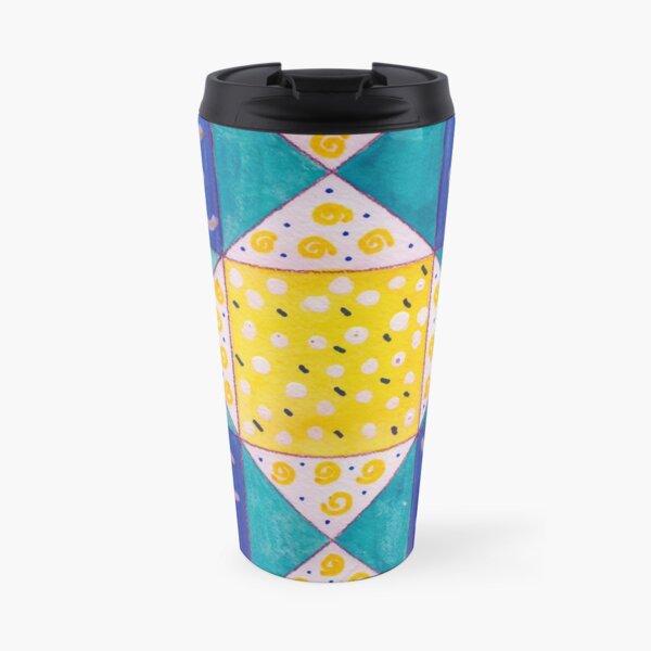 Ohio Star Quilt Block in Gouache Travel Mug