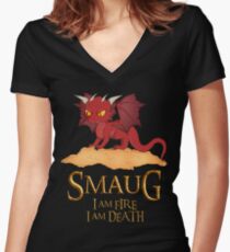 Smaug The Dragon Women's Fitted V-Neck T-Shirt