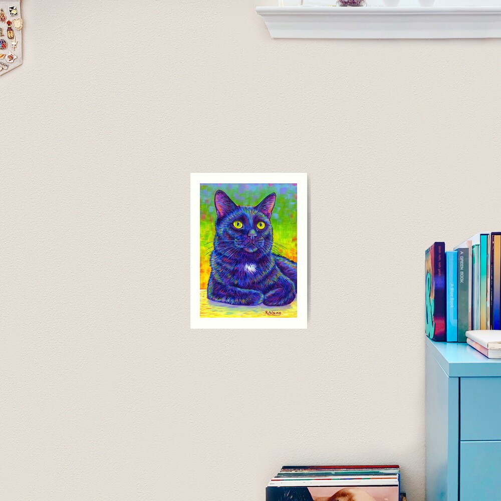 Little House Panther - Colorful Black Cat Art Print