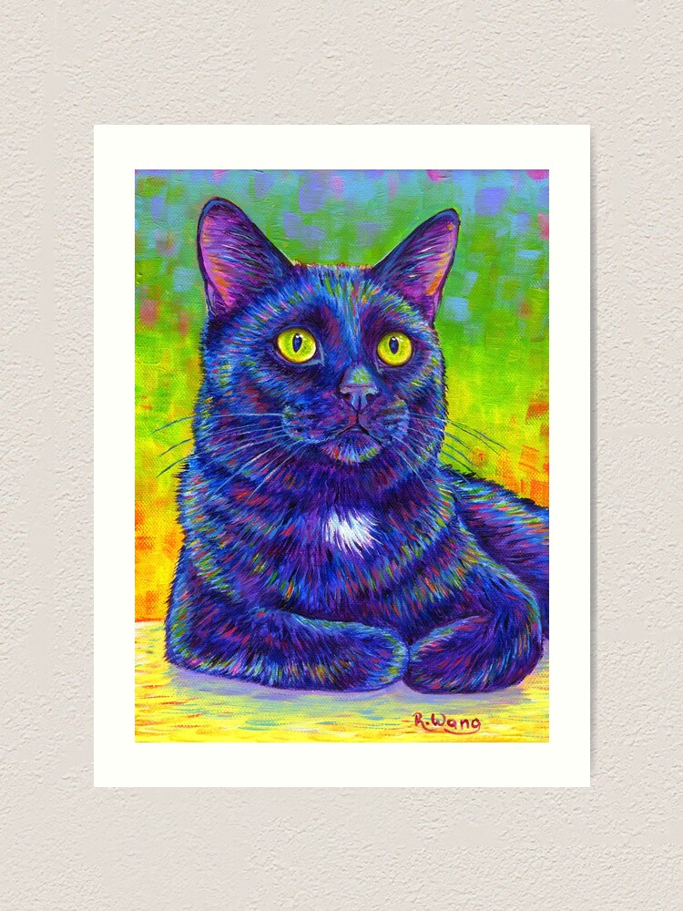 Alternate view of Little House Panther - Colorful Black Cat Art Print