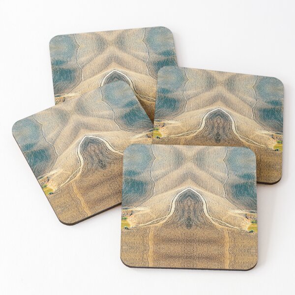 Item preview, pond for irrigation and tractors in cultivated  plowed field with geometric plows lines  designed and sold by Flavio Vieri.