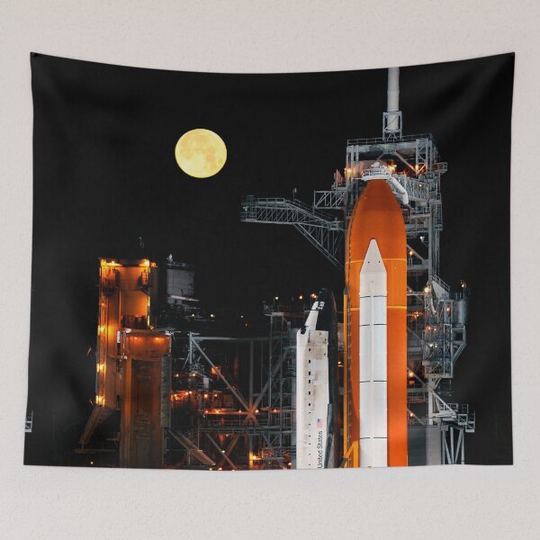 Item preview, Moon sets as the space shuttle Discovery sits atop Launch pad 39A designed and sold by 4empowear.