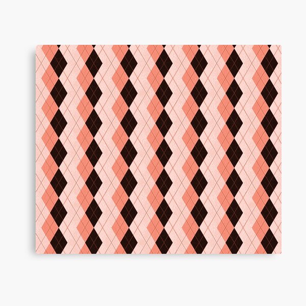 Preppy Soft Coral Salmon Argyle Pattern Canvas Print
