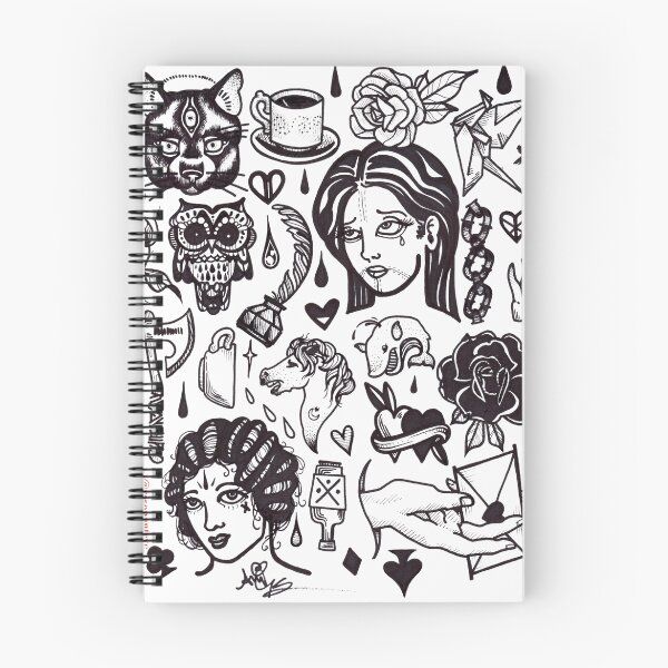 Item preview, pen and ink blackwork flash sheet designed and sold by resonanteye.