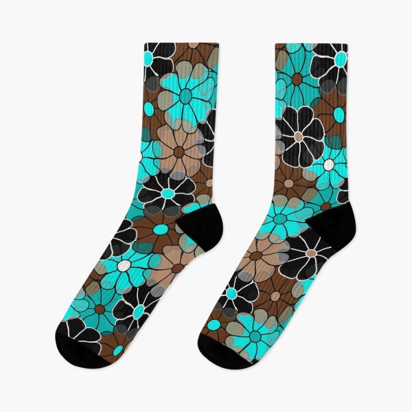 Item preview, Translucent Modern Flower Pattern // Turquoise, Teal, Brown, Black, White designed and sold by Elsy's Art.