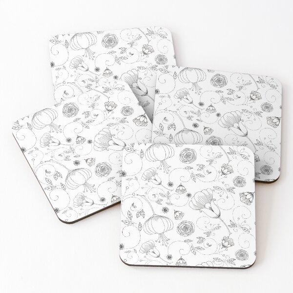 Item preview, Filigree Floral Black And White Pattern designed and sold by SarahCBrooks.