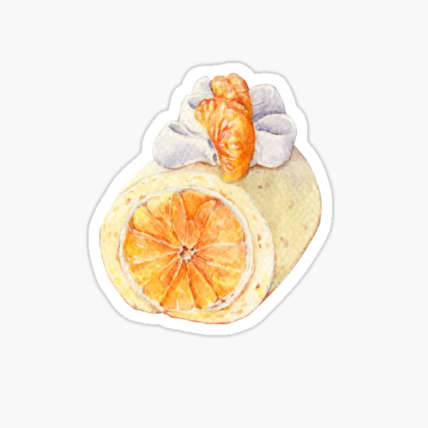 Sweet Time, Watercolor Dessert - Mandarin Swiss Roll Sticker