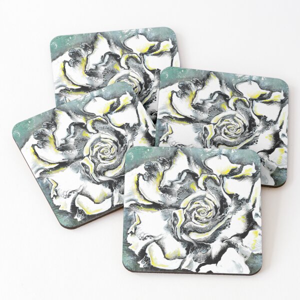 White Rose Coasters (Set of 4)