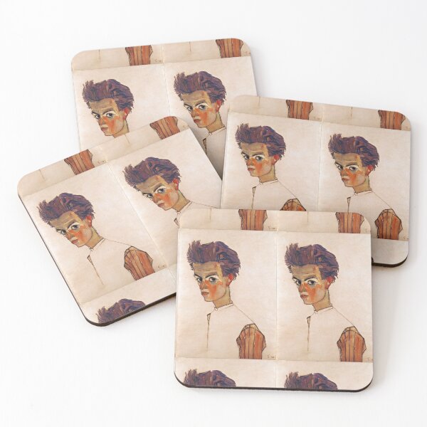 Item preview, BESTSELLER - Egon Schiele Self portrait with striped shirt designed and sold by eveline23.