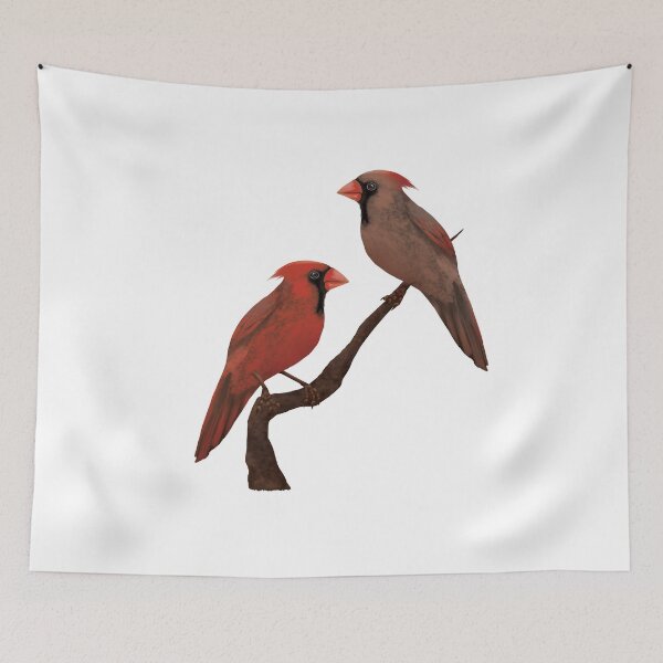 Item preview, Male & Female Northern Cardinals (Cardinalis cardinalis) Digital Painting designed and sold by Inuyasha907.