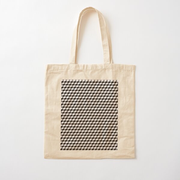 iLLusions, Monochrome, 3d cubes, Pattern Cotton Tote Bag