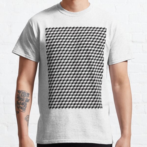 iLLusions, Monochrome, 3d cubes, Pattern Classic T-Shirt