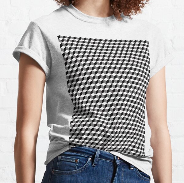iLLusions, Monochrome, 3d cubes, Pattern Classic T-Shirt