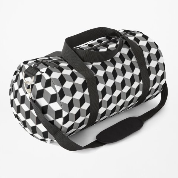 iLLusions, Monochrome, 3d cubes, Pattern Duffle Bag