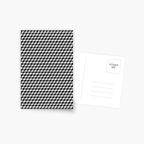 iLLusions, Monochrome, 3d cubes, Pattern Postcard