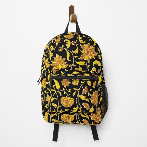 Item preview, GOLD YELLOW PURPLE POMEGRANATES ,POMEGRANATE FLOWERS,LEAVES IN BLACK Oriental Floral Swirls designed and sold by BulganLumini.