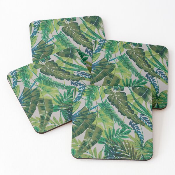 Item preview, Green Tropical Leaves on White Ground designed and sold by Leslie Rogers Todder.