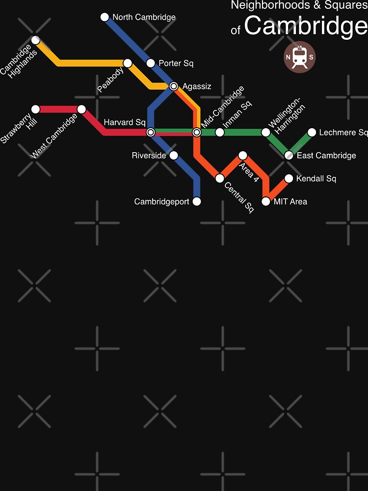 Neighborhoods & Squares of Cambridge (white) by arrtworks