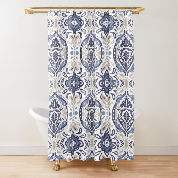 Beatrice Damask Blue Lagoon Shower Curtain
