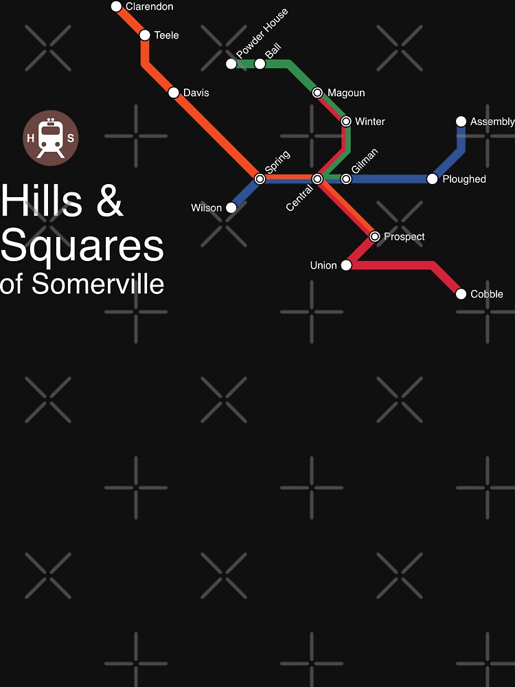 Hills & Squares of Somerville (white) by arrtworks