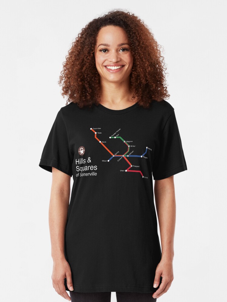 Alternate view of Hills & Squares of Somerville (white) Slim Fit T-Shirt