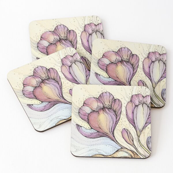 Item preview, Crocus.Hand drawn watercolor and ink drawing designed and sold by MandalaFlowerArt.