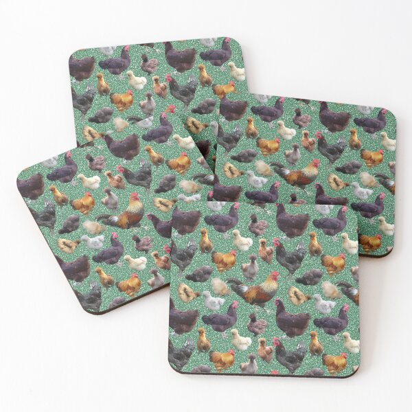 Item preview, Backyard Chickens on Green Glitter designed and sold by StandoutSilkies.