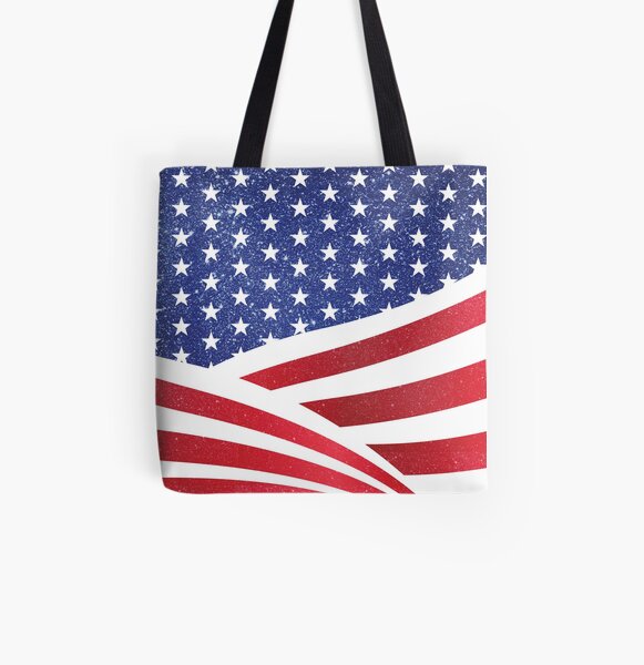 Glitter n Sparkle American Flag Fourth of July Independence Day Pattern Print All Over Print Tote Bag