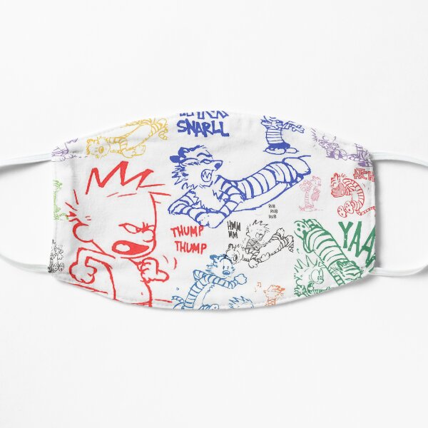 calvin and hobbes, bill waterson, calvin, hobbes Flat Mask