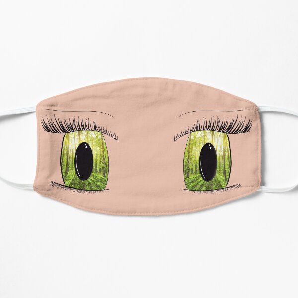 Green Anime Eyes Flat Mask