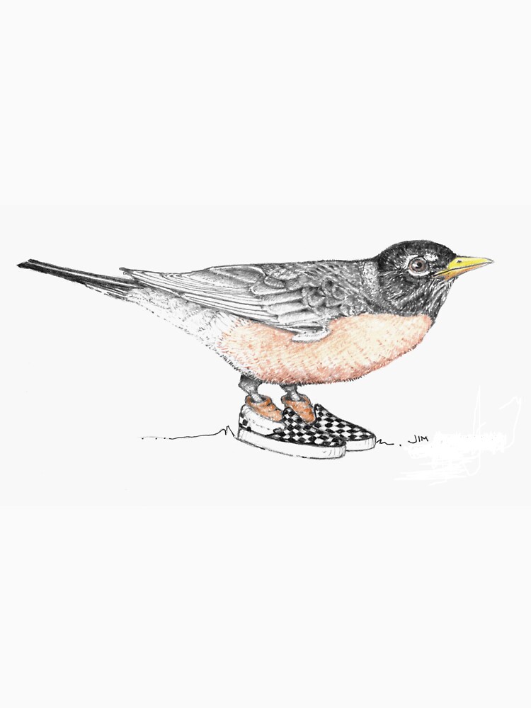 Thumbnail 7 of 7, Classic T-Shirt, Robin in checkered sneakers designed and sold by JimsBirds.