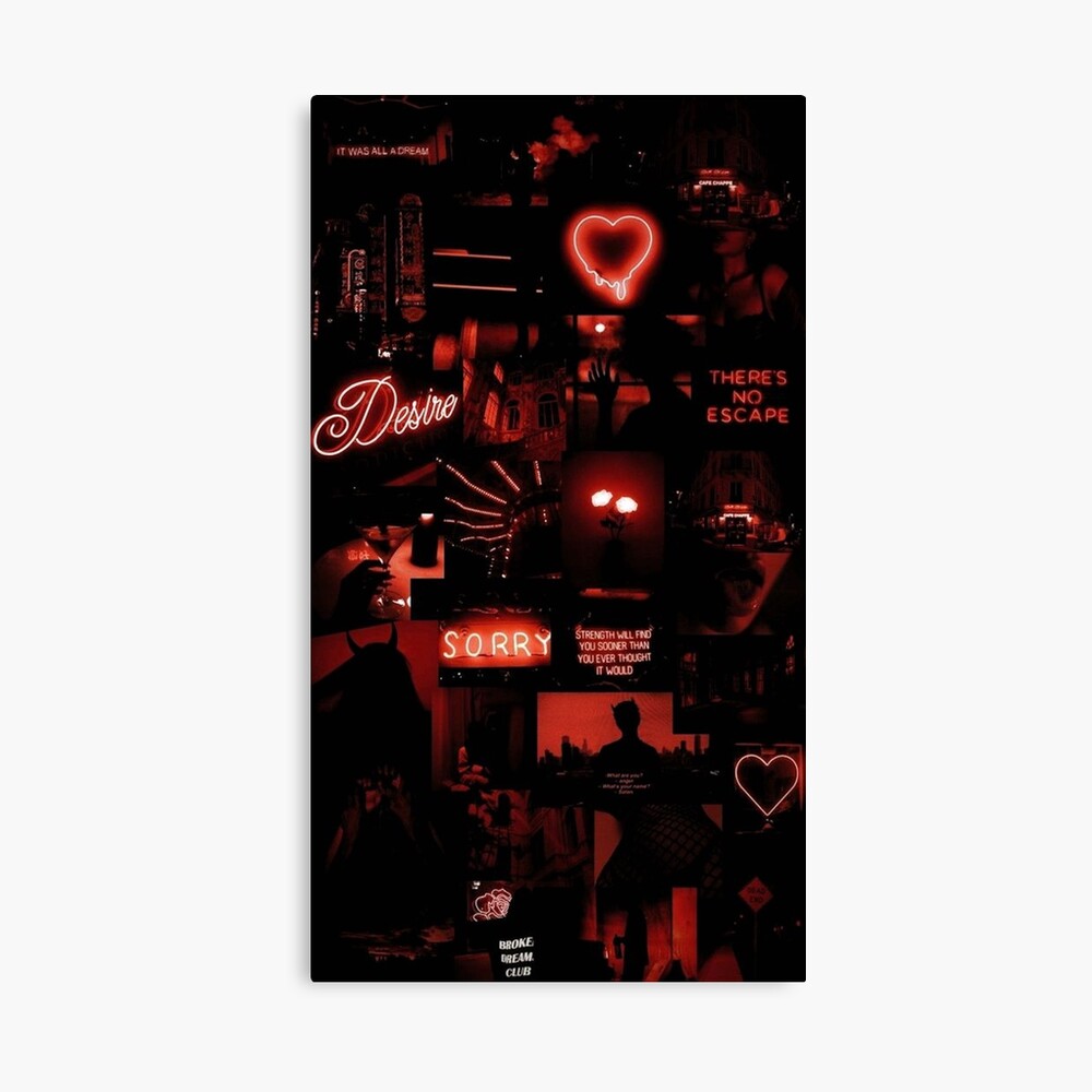 Red Collage Aesthetic Metal Print For Sale By Volkaneeka Redbubble