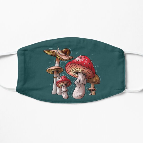 snail on some mushrooms Flat Mask