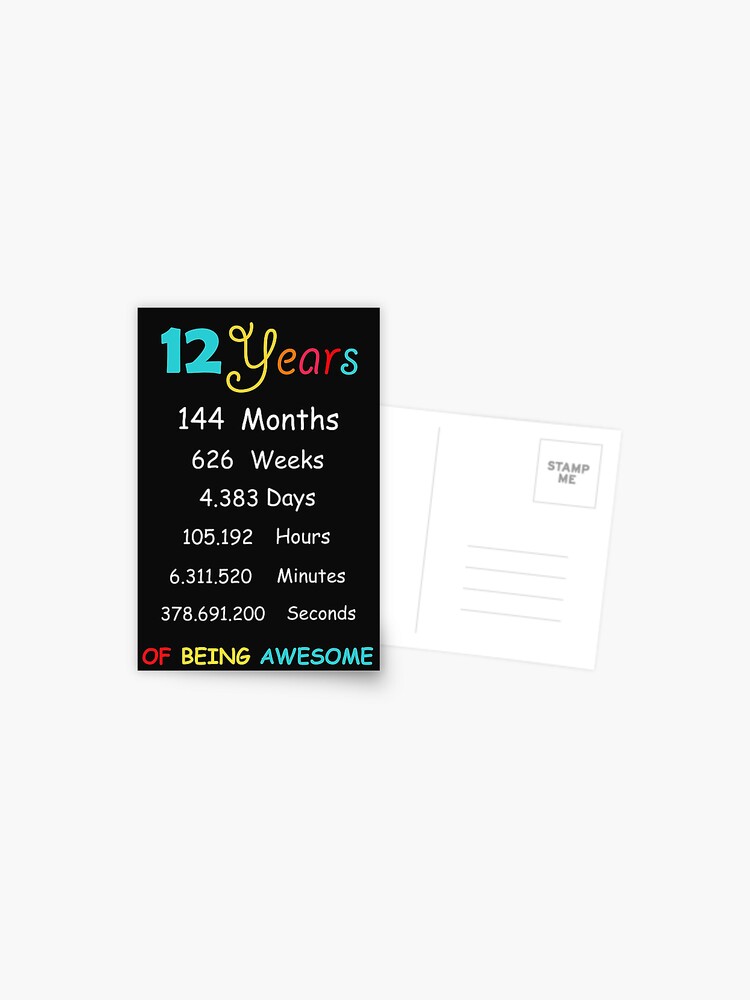 Carte Postale 12 Ans 12e Anniversaire Ne En 08 Cadeau D Anniversaire Par Bf Designs Redbubble