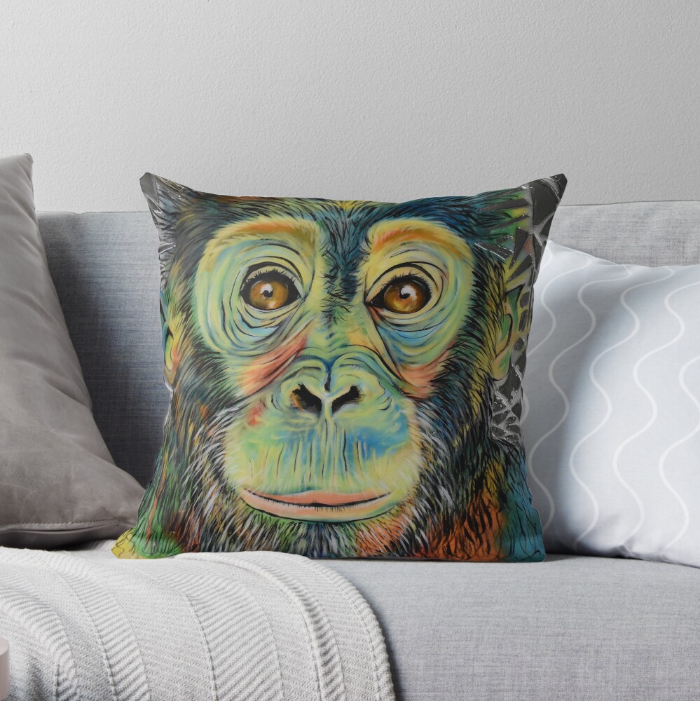 Monkey See Monkey Do Throw Pillow
