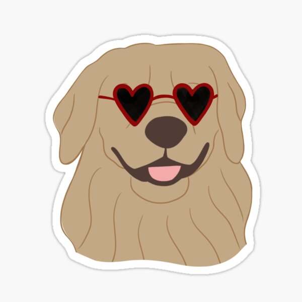 Item preview, Cooler Golden Retriever mit roter herzförmiger Sonnenbrille designed and sold by MorganRenfro.